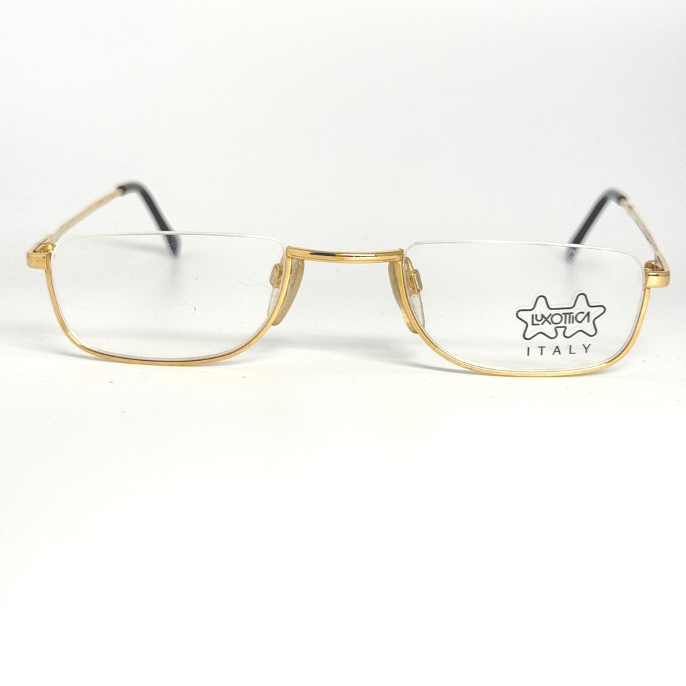Luxottica Juno Gold Half Rim Eyeglasses Frames Mens Womens Italy 140 GEP